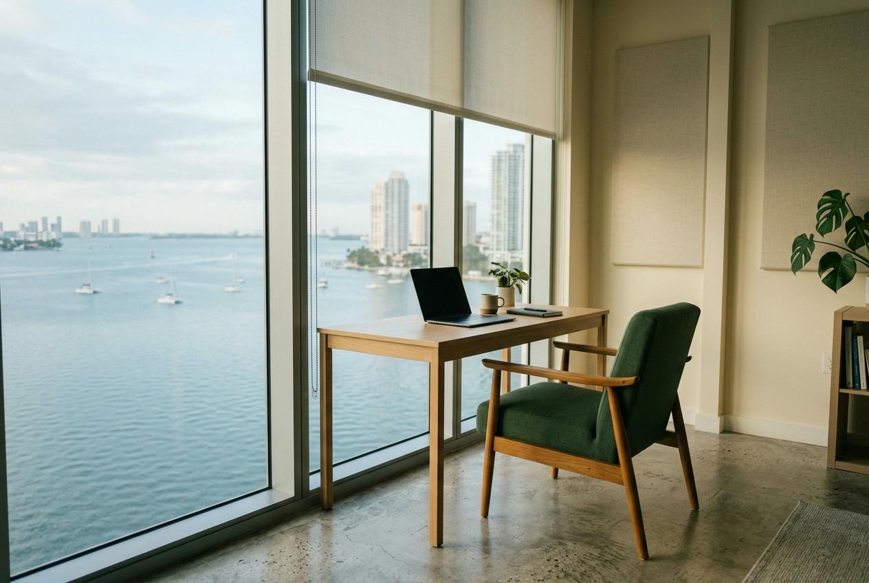 Quiet office overlooking the water