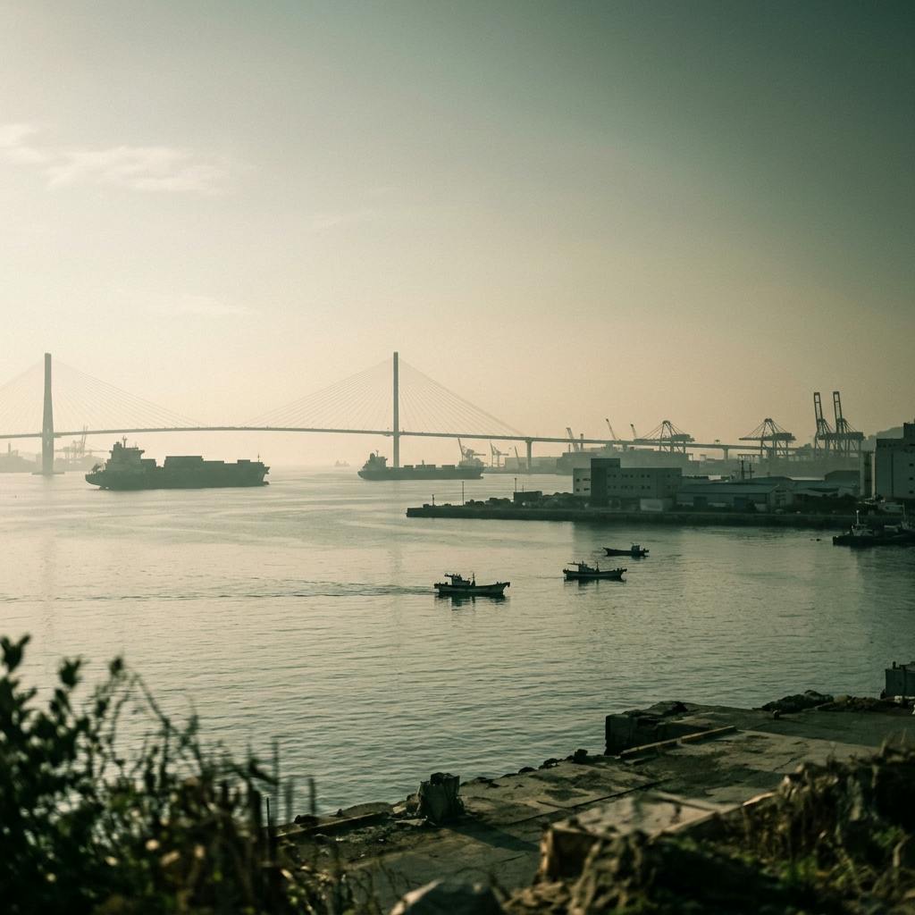Busan port at first light